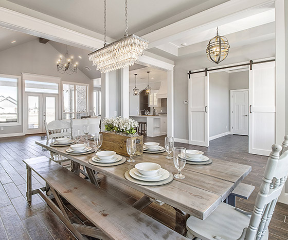 Open concept first floor dining room and kitchen and living room