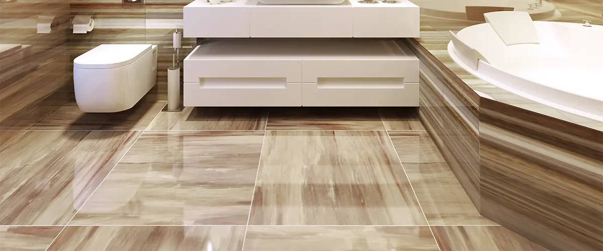 Tile flooring in a modern bathroom