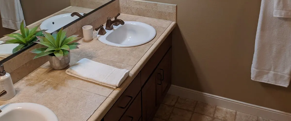 Tile backsplash with granite countertop