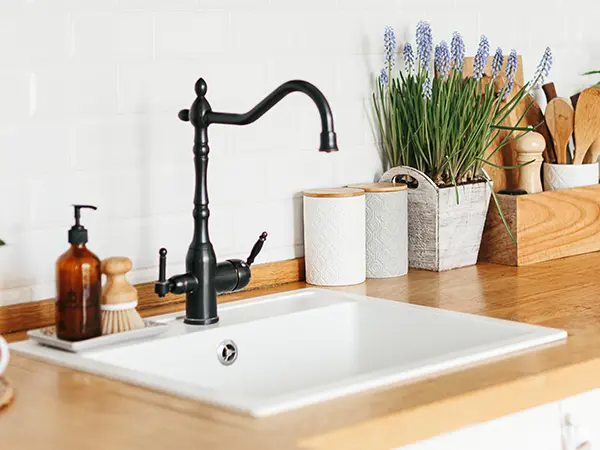 Kitchen sink with beautiful faucet
