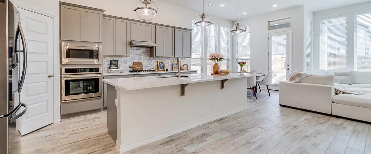 A new kitchen in an open space living space