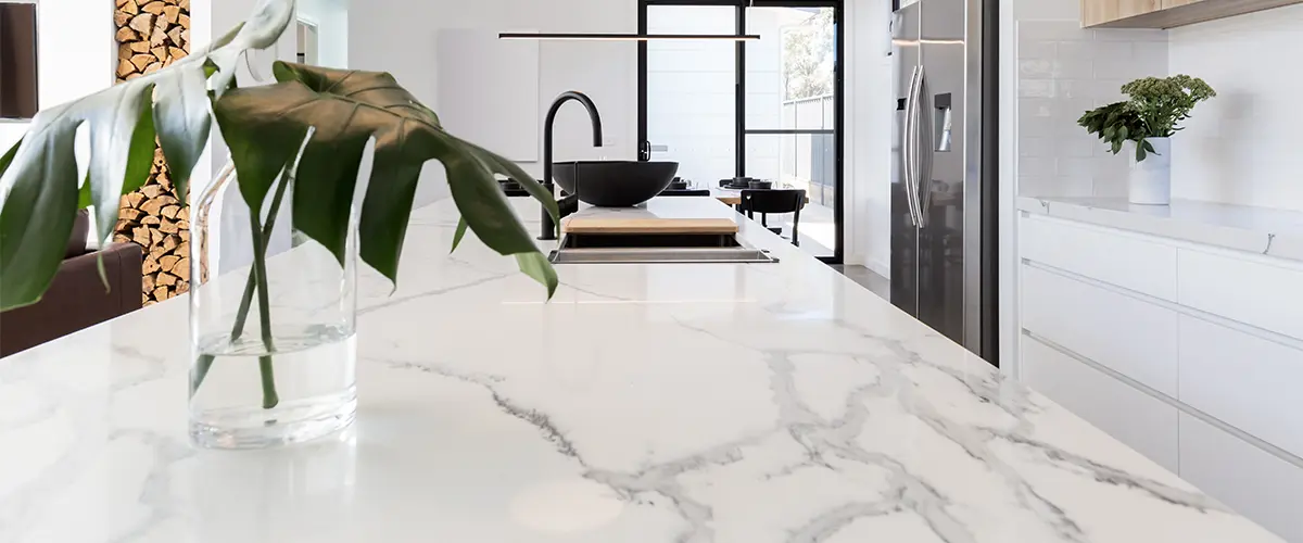 Quartz countertop in an upscale kitchen remodeling project