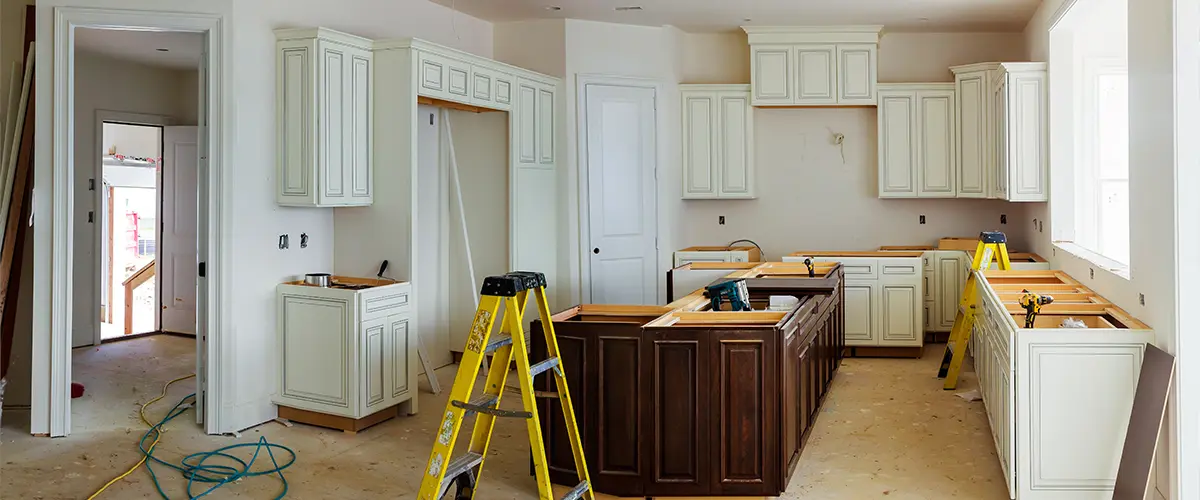 A cabinet refinishing project in progress