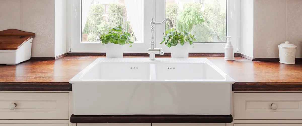 A drop-in sink on a countertop