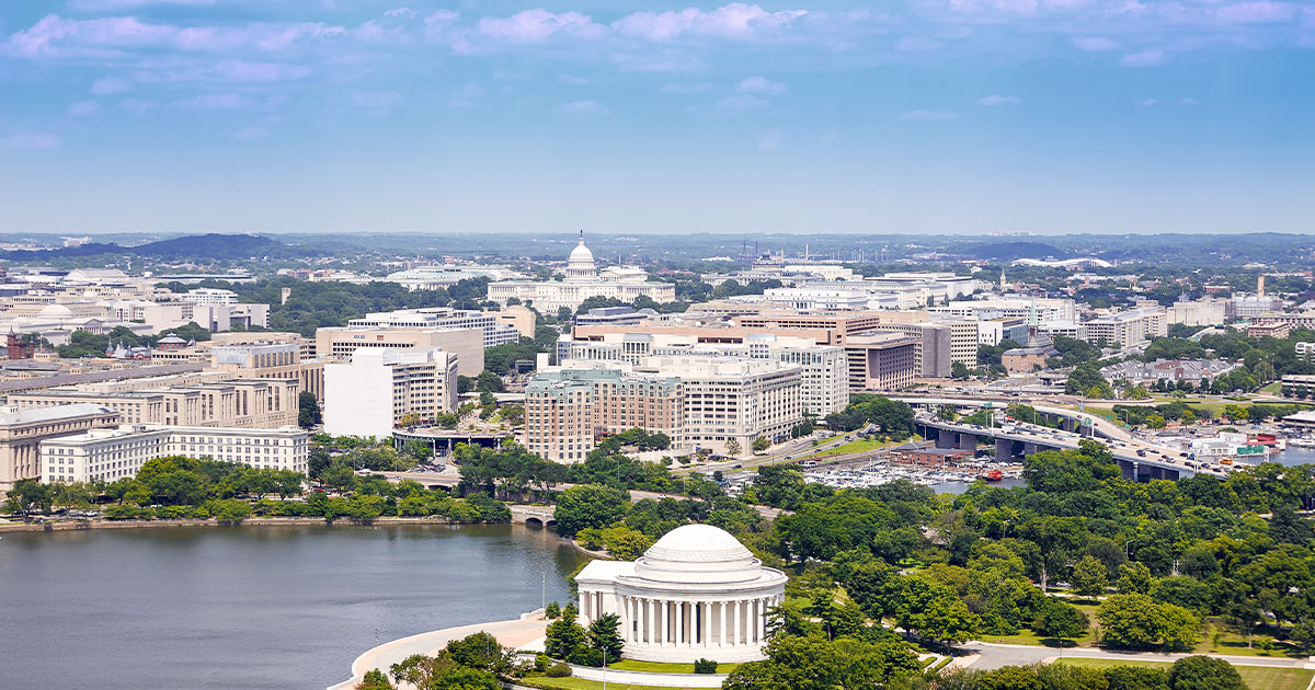Washington DC aerial Thomas Jefferson Memorial